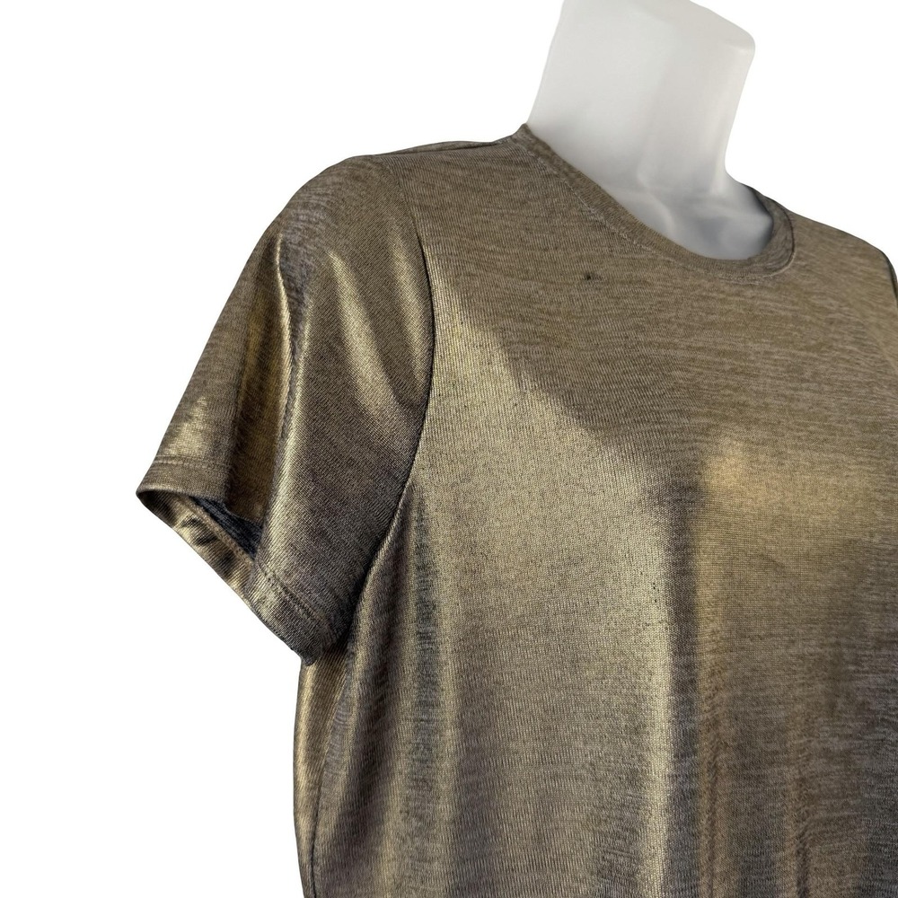 Porridge Shine Glam Tee Shirt Womens Medium Gold Metallic Anthropologie Y2K - Picture 9 of 16